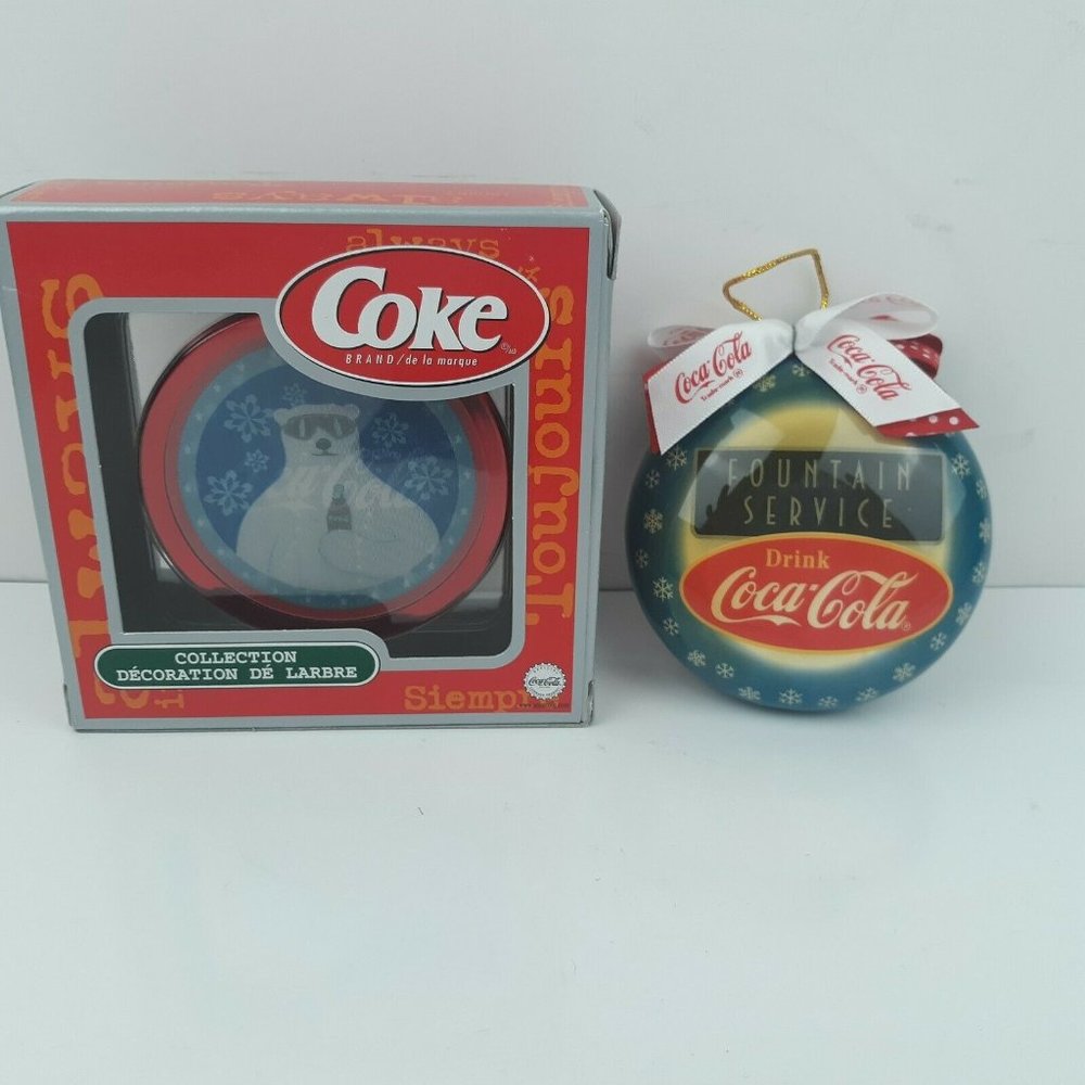 Vintage Coca Cola Christmas Ornaments Polar Bear Lot of 2 1990's